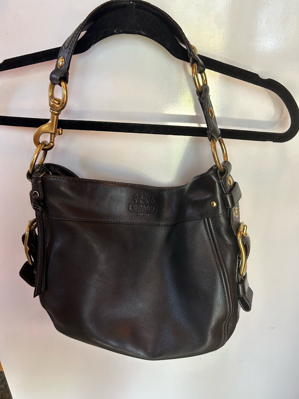 COACH ZOE HOBO BLACK LEATHER GOLD TONE HARDWARE F0882-12671 BAG VINTAGE